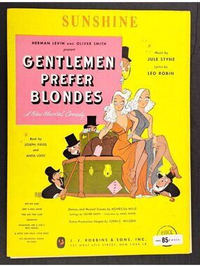 Vintage Sunshine Sheet Music Gentlemen Prefer Blondes 1949 Musical Comedy Styne